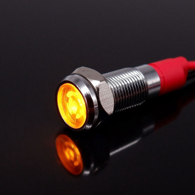 6 mm metalo indikatoriaus lemputė LED įspėjamoji lempos valdymo laidų jungiklis 3V 5V 12V 24V 220V Raudona Oranžinė Mėlyna Žalia Balta Su viela