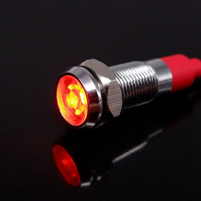 6 mm metalo indikatoriaus lemputė LED įspėjamoji lempos valdymo laidų jungiklis 3V 5V 12V 24V 220V Raudona Oranžinė Mėlyna Žalia Balta Su viela