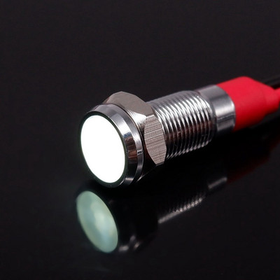 6 mm metalo indikatoriaus lemputė LED įspėjamoji lempos valdymo laidų jungiklis 3V 5V 12V 24V 220V Raudona Oranžinė Mėlyna Žalia Balta Su viela