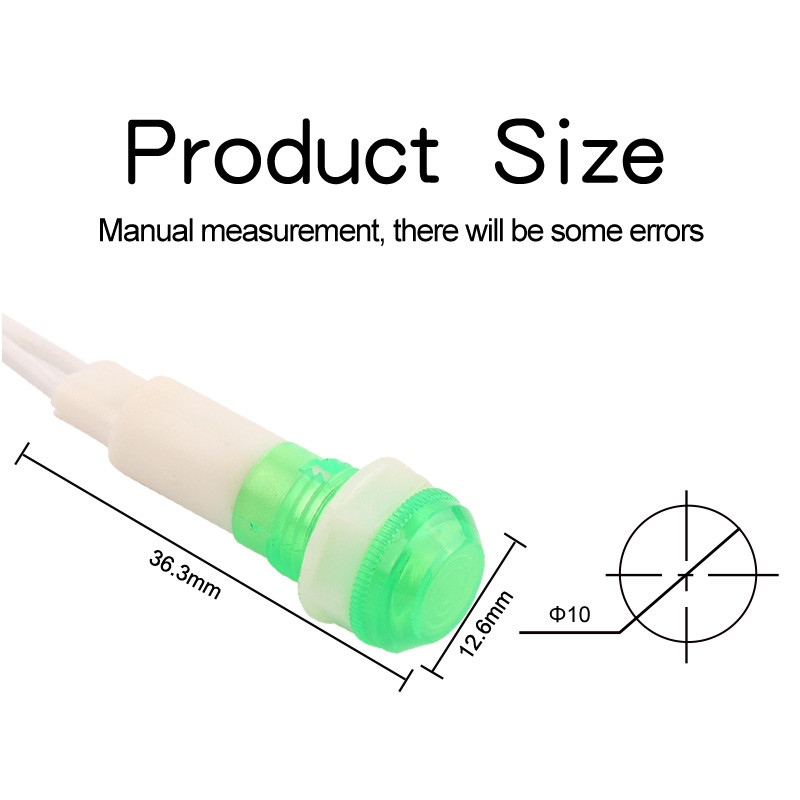 5 vnt. montavimas neoninės indikatoriaus signalinės lempos skydelis raudonas žalias geltonas žibintas 380 V 220 V 12 V / 24 V DC XD 10 mm pilotinis vadovas