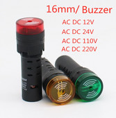 Garso signalas AD16-16SM 12V 24V 110V 220V 16mm garsas ir šviesa mirksi signalas AD16 Raudona, žalia, geltona