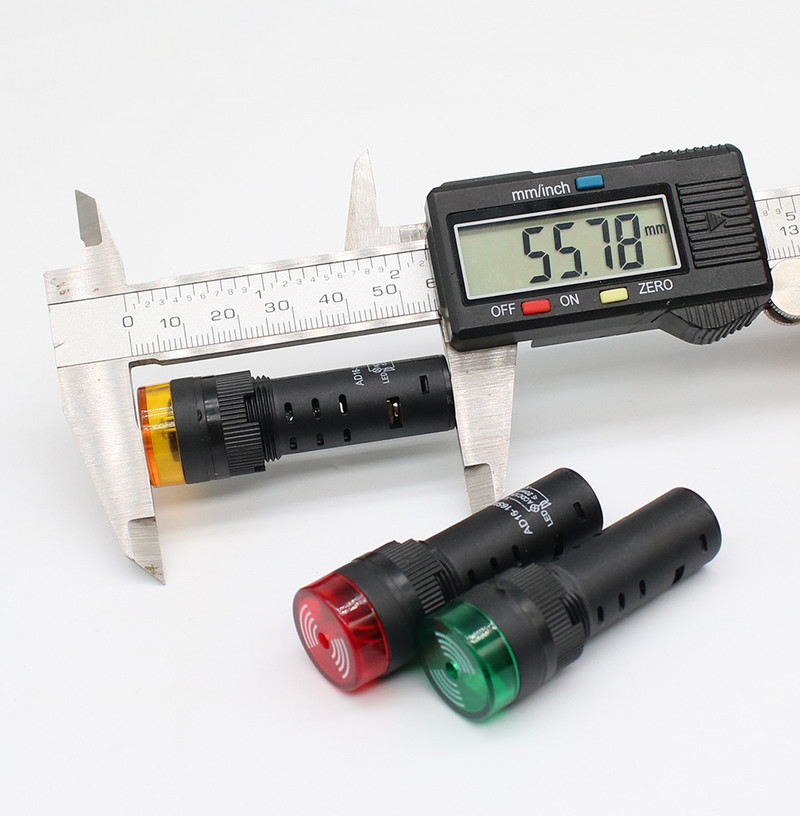 Garso signalas AD16-16SM 12V 24V 110V 220V 16mm garsas ir šviesa mirksi signalas AD16 Raudona, žalia, geltona