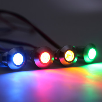 Безплатна доставка LED метален индикатор 8 mm Водоустойчива сигнална лампа Точкова с проводник Червен Жълт Син Зелен Двуцветен индикатор DC 24