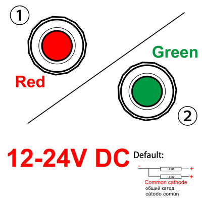Nemokamas pristatymas LED metalinis indikatorius 8 mm vandeniui atsparus signalinės lempos taškas su viela Raudona Geltona Mėlyna Žalia Dviejų spalvų indikatorius DC 24