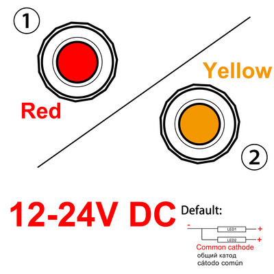 Nemokamas pristatymas LED metalinis indikatorius 8 mm vandeniui atsparus signalinės lempos taškas su viela Raudona Geltona Mėlyna Žalia Dviejų spalvų indikatorius DC 24