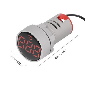 22mm Στρογγυλό Μικρό Mini LED Light Display Θερμόμετρο Ψηφιακός μετρητής θερμοκρασίας Ένδειξη AC 50-380V 220V -20-120\'C