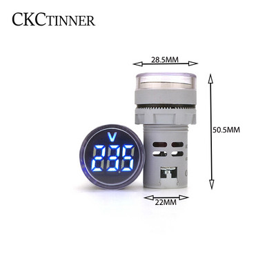 1 db 22 mm-es kerek mini digitális feszültségmérő AC 20-500 V voltos feszültségmérő LED digitális jelzőlámpa jelzőlámpa fénykijelző