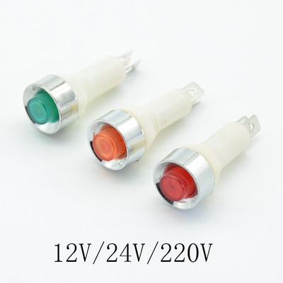 5 tk signaallambi paneeli kinnitus neoon indikaator punane roheline kollane tuled 220V 12V/24VDC 10mm NHC pilootjuht