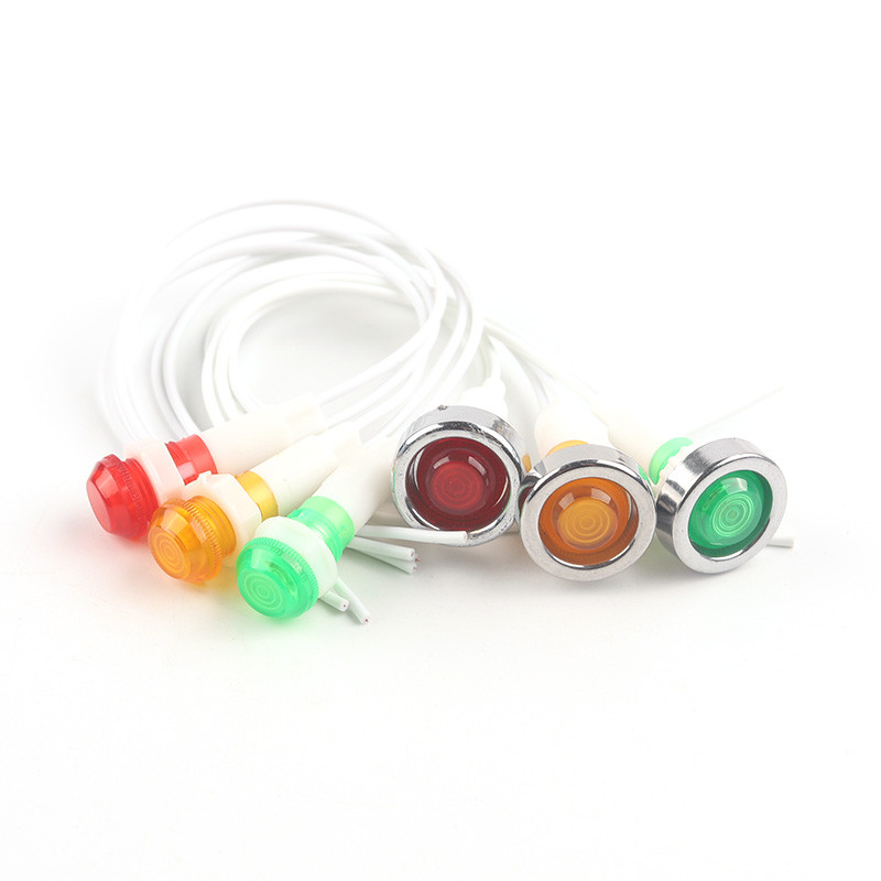 5PCS Насочваща сигнална лампа 12V 24V 220V 380V 10mm Индикатор за захранване Монтаж на панел Червен Зелен Жълт LED индикатор Монтажен отвор 10mm