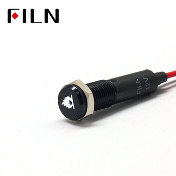 FILN 8mm Табло за кола Символът на пламъка LED червено жълто бяло синьо зелено 12v LED индикаторна светлина с 20cm кабел