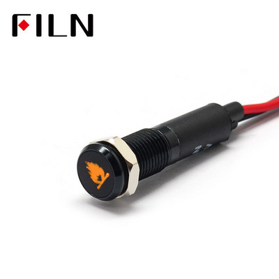 FILN 8mm auto armatuurlaud Leegi sümbol LED punane kollane valge sinine roheline 12v LED indikaatortuli 20cm kaabliga