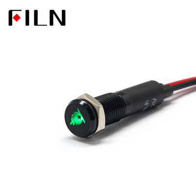 FILN 8 mm Kontrolna ploča automobila LED simbol plamena crveno žuto bijelo plavo zeleno 12v LED indikatorsko svjetlo s kabelom od 20 cm