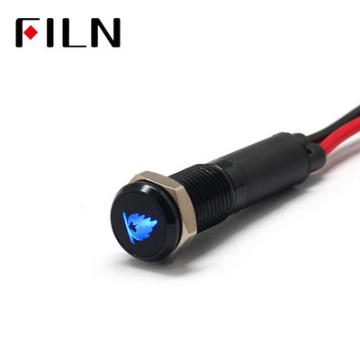 FILN 8 mm Kontrolna ploča automobila LED simbol plamena crveno žuto bijelo plavo zeleno 12v LED indikatorsko svjetlo s kabelom od 20 cm
