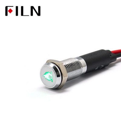 FILN 8 mm Kontrolna ploča automobila LED simbol plamena crveno žuto bijelo plavo zeleno 12v LED indikatorsko svjetlo s kabelom od 20 cm