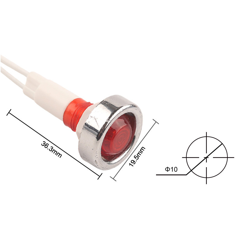 5 vnt 12V 24V 220V 380V 10mm maitinimo indikatoriaus skydelio tvirtinimo LED indikatoriaus kontrolinė signalinė lemputė raudona žalia geltona