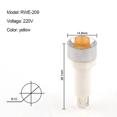 5 vnt. NHC signalinės lempos skydelio montavimas neoninis indikatorius raudonas žalias geltonas žibintas 380 V 220 V 12 V / 24 VDC 10 mm pilotinis vadovas