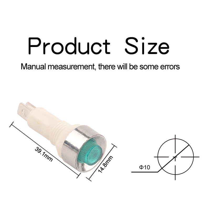 5 vnt. NHC signalinės lempos skydelio montavimas neoninis indikatorius raudonas žalias geltonas žibintas 380 V 220 V 12 V / 24 VDC 10 mm pilotinis vadovas