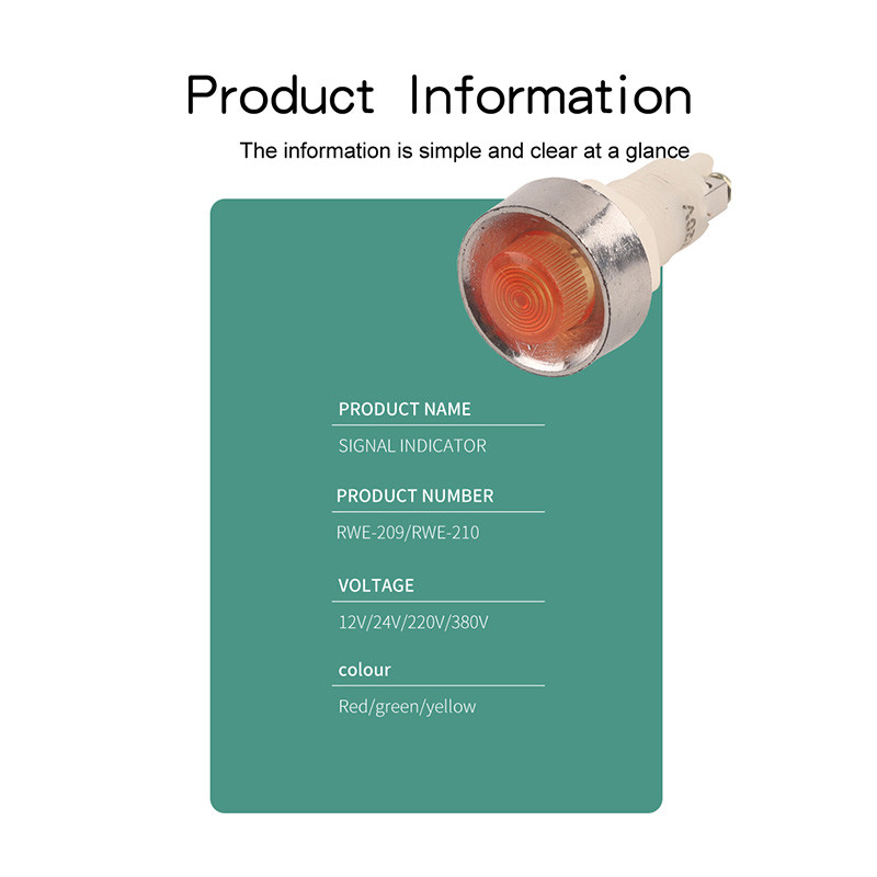 5 vnt. NHC signalinės lempos skydelio montavimas neoninis indikatorius raudonas žalias geltonas žibintas 380 V 220 V 12 V / 24 VDC 10 mm pilotinis vadovas