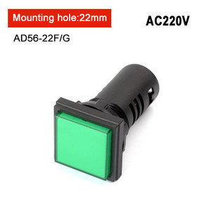 1db Kiváló minőségű AD16-22F piros zöld sárga kék fehér LED négyzet jelzőfény jelző 220V 12v 24V beépítési nyílás 22MM