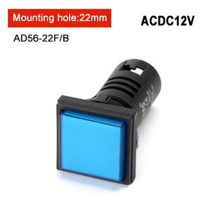 1db Kiváló minőségű AD16-22F piros zöld sárga kék fehér LED négyzet jelzőfény jelző 220V 12v 24V beépítési nyílás 22MM