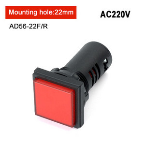 1db Kiváló minőségű AD16-22F piros zöld sárga kék fehér LED négyzet jelzőfény jelző 220V 12v 24V beépítési nyílás 22MM