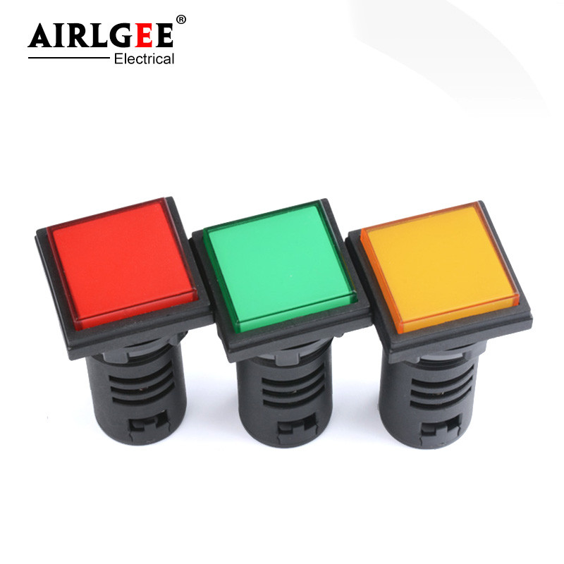 1 buc. AD16-22F de înaltă calitate roșu verde galben albastru alb LED indicator luminos de semnal pătrat 220V 12v 24V deschidere de instalare 22MM