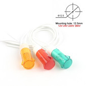 5Gb Signāllampas paneļa stiprinājums 12,5 mm neona indikators Sarkans Zaļš Dzeltens 380 220V 12V/24VDC MDX-14A ar vadu Vadošā signāllampa