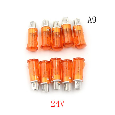 10db Vezető jelzőlámpa Panel rögzítés Neon visszajelző Piros Zöld Sárga Fények 220V 110V 12V/24VDC 10mm MDX-11A
