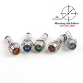 5PCS XD8-1 Metāla indikatora gaismas 8mm paneļa barošanas signāla lampa LED gaisma Signāls izliekta lampa 12V 24V 220V 5 krāsas