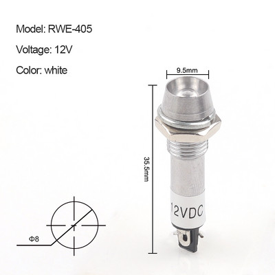 5PCS XD8-1 Metāla indikatora gaismas 8mm paneļa barošanas signāla lampa LED gaisma Signāls izliekta lampa 12V 24V 220V 5 krāsas