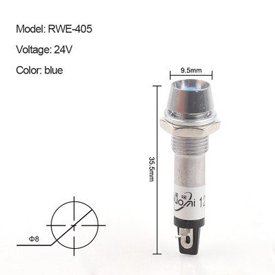 5PCS XD8-1 Metāla indikatora gaismas 8mm paneļa barošanas signāla lampa LED gaisma Signāls izliekta lampa 12V 24V 220V 5 krāsas