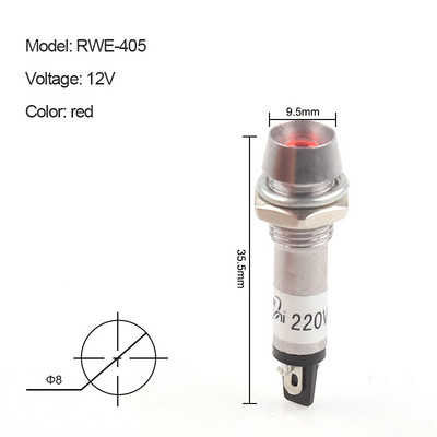 5PCS XD8-1 Metāla indikatora gaismas 8mm paneļa barošanas signāla lampa LED gaisma Signāls izliekta lampa 12V 24V 220V 5 krāsas