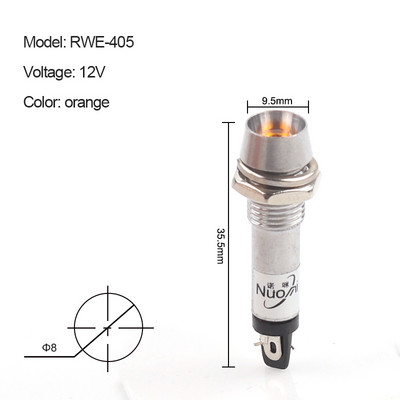 5PCS XD8-1 Metāla indikatora gaismas 8mm paneļa barošanas signāla lampa LED gaisma Signāls izliekta lampa 12V 24V 220V 5 krāsas