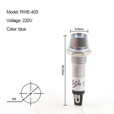 5PCS XD8-1 Metāla indikatora gaismas 8mm paneļa barošanas signāla lampa LED gaisma Signāls izliekta lampa 12V 24V 220V 5 krāsas