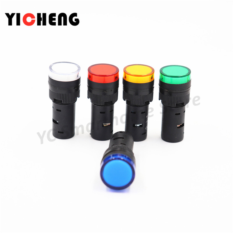 5 bucăți 16 mm montare pe panou semnal indicator de putere lampă pilot AC DC 110 V 220 V AD16 far cu led