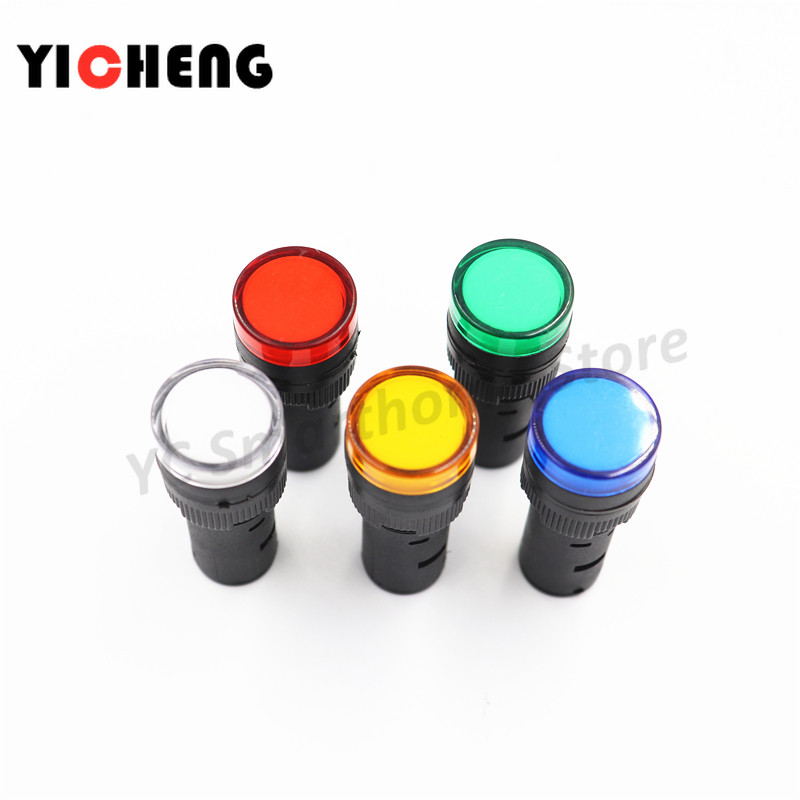 5 bucăți 16 mm montare pe panou semnal indicator de putere lampă pilot AC DC 110 V 220 V AD16 far cu led