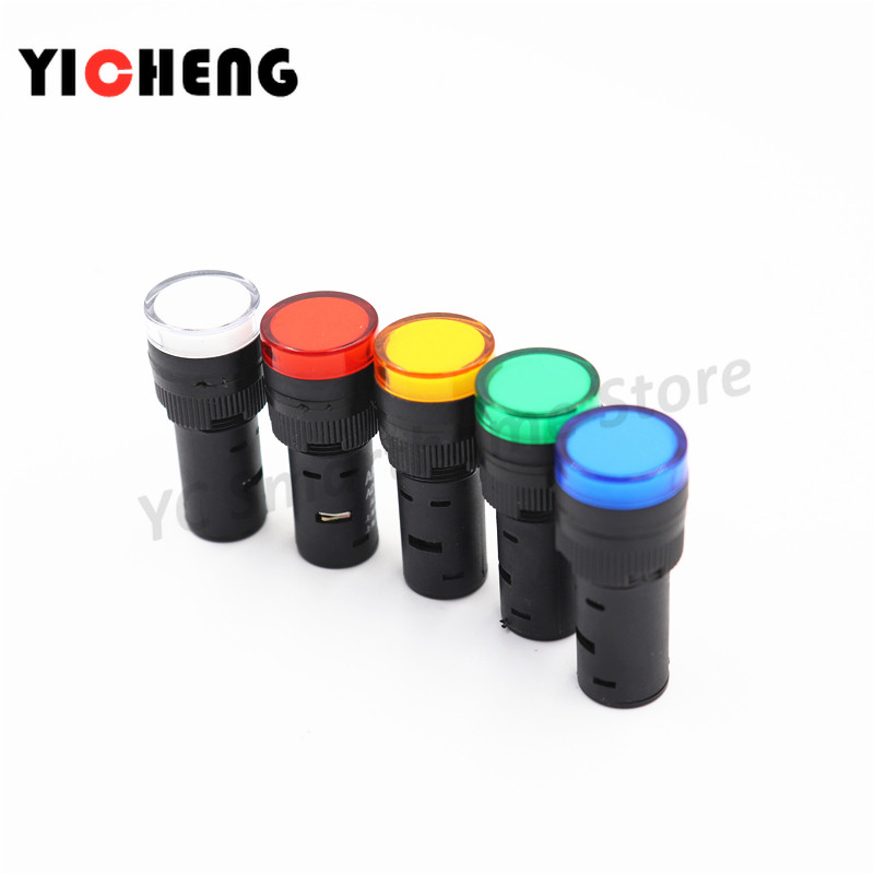 5 bucăți 16 mm montare pe panou semnal indicator de putere lampă pilot AC DC 110 V 220 V AD16 far cu led