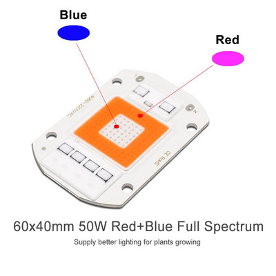 Viso spektro LED COB augalų auginimo lempa kintamosios srovės 220 V 110 V tiesiogiai išmanioji IC LED lustas 20 W 30 W 50 W, skirta žydinčioms VEG