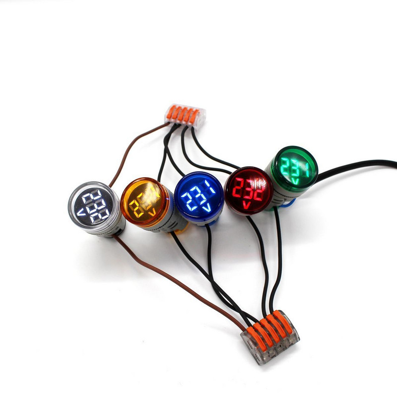 22 mm-es LED digitális kijelző mérő feszültségmérő feszültségmérő jelzőlámpa feszültségmérő fények tesztelő kombinált mérési tartománya 1-500 V AC