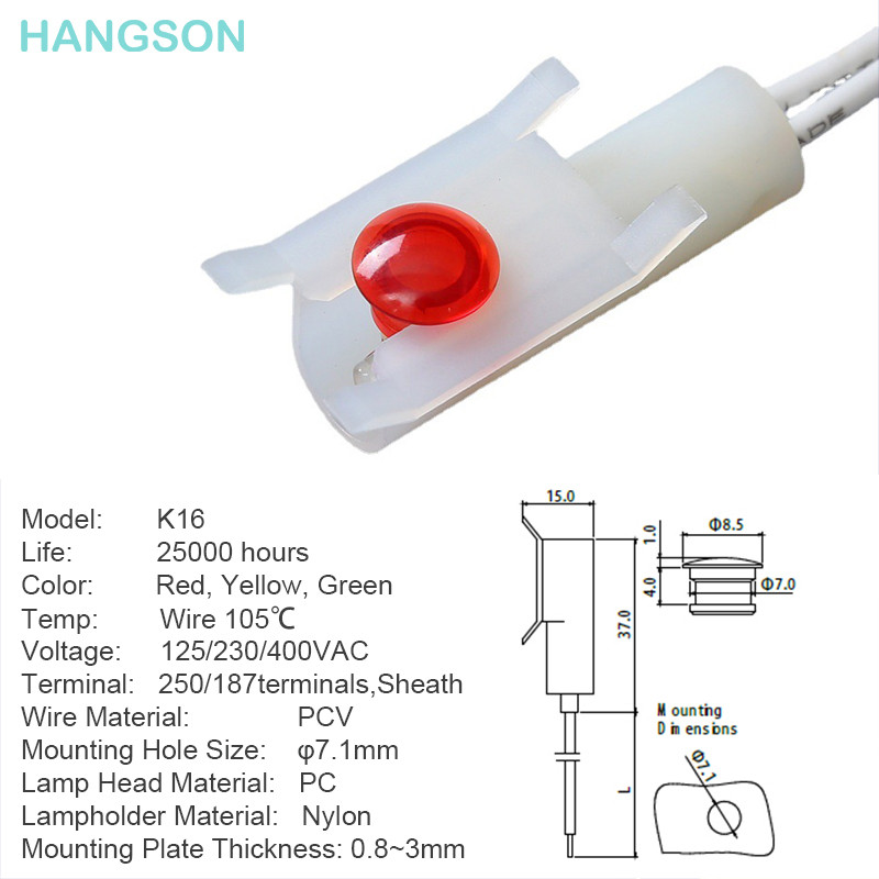 LED jelzőlámpa K16 125V 230V műanyag jelzőlámpa