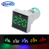 22mm AC60-500V LED цифров квадратен волтметър волтаметър индикатор пилотна светлина Червен Жълт Зелен Син Бял