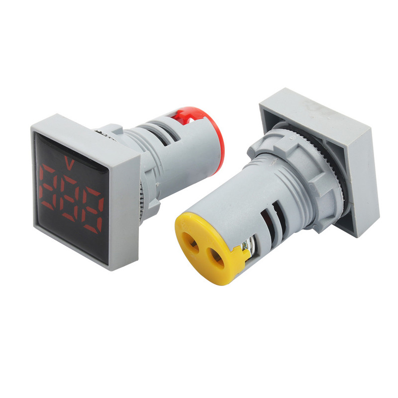 22mm AC60-500V LED цифров квадратен волтметър волтаметър индикатор пилотна светлина Червен Жълт Зелен Син Бял