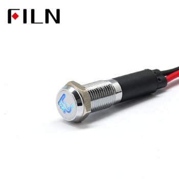 FILN 8mm Ταμπλό αυτοκινήτου Σύμβολο βρύσης led κόκκινο κίτρινο λευκό μπλε πράσινο 12v ενδεικτική λυχνία led με καλώδιο 20cm