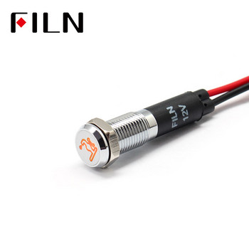FILN 8 мм автомобилно табло Символ на крана LED червено жълто бяло синьо зелено 12v LED индикаторна светлина с 20 см кабел