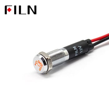 FILN 8mm Ταμπλό αυτοκινήτου Σύμβολο βρύσης led κόκκινο κίτρινο λευκό μπλε πράσινο 12v ενδεικτική λυχνία led με καλώδιο 20cm