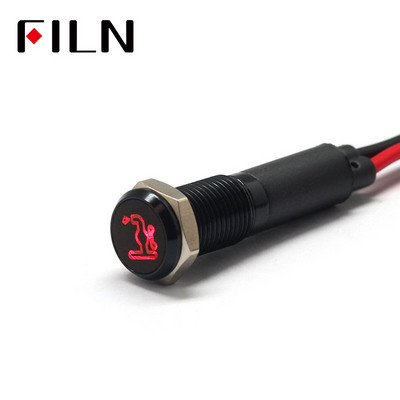 FILN 8mm autós műszerfal Csapszimbólum led piros sárga fehér kék zöld 12v led visszajelző lámpa 20cm kábellel