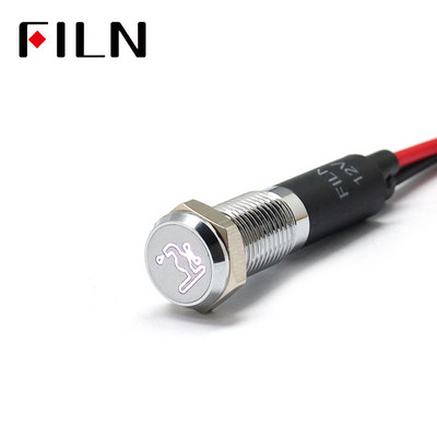 FILN 8 мм автомобилно табло Символ на крана LED червено жълто бяло синьо зелено 12v LED индикаторна светлина с 20 см кабел