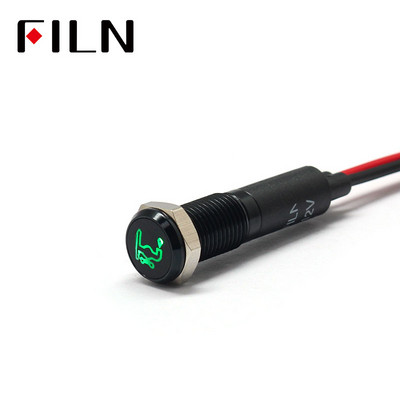 FILN 8 мм автомобилно табло Символ на крана LED червено жълто бяло синьо зелено 12v LED индикаторна светлина с 20 см кабел