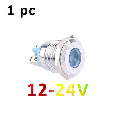 16mm metalinis indikatorius 3V 12V 24V 220V minkšta šviesa LED vandeniui atsparus maitinimo indikatorius su varžto gnybtu Raudona Mėlyna Žalia Balta