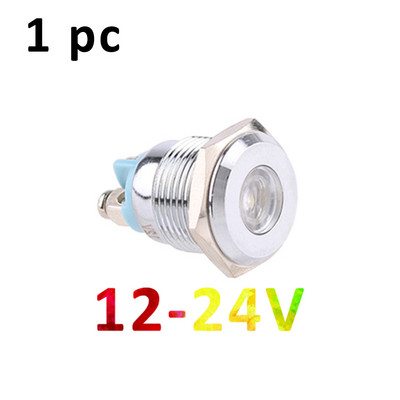 16mm metalinis indikatorius 3V 12V 24V 220V minkšta šviesa LED vandeniui atsparus maitinimo indikatorius su varžto gnybtu Raudona Mėlyna Žalia Balta